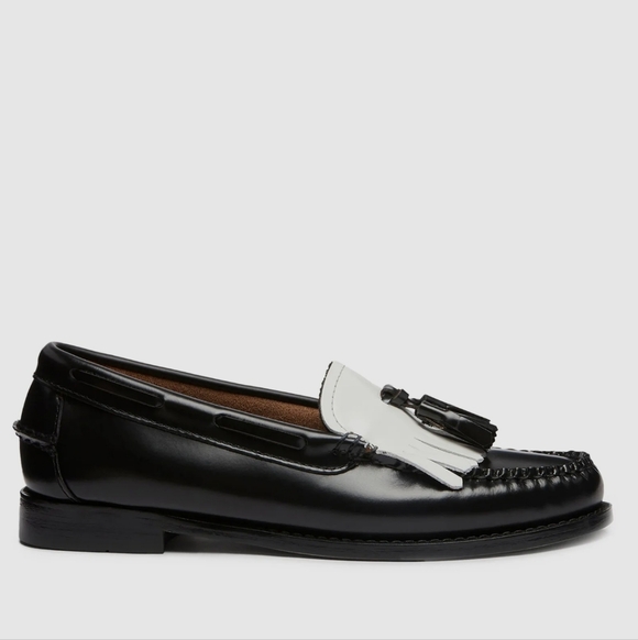 G.H. Bass & Co. Bass Weejuns Black & White Fringe Loafers Size 5 NWT - Picture 9 of 12